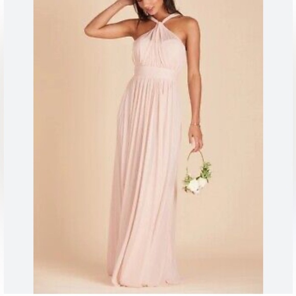 Birdy Grey KIKO Maxi Dress Mesh Pale Blush Bridesmaid Wedding Dress Size S - Picture 3 of 15